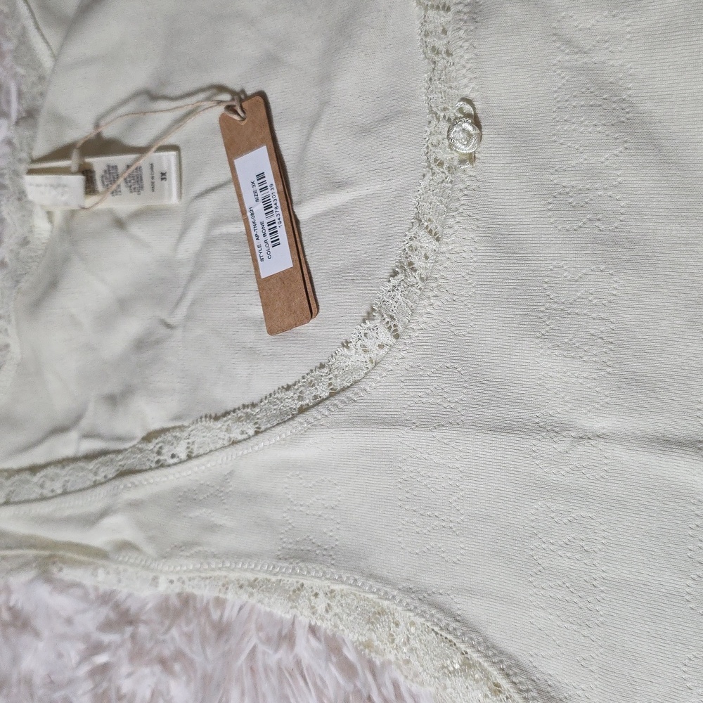 SKIMS LACE POINTELLE TANK TOP IN BONE 3X NWT - Picture 5 of 10